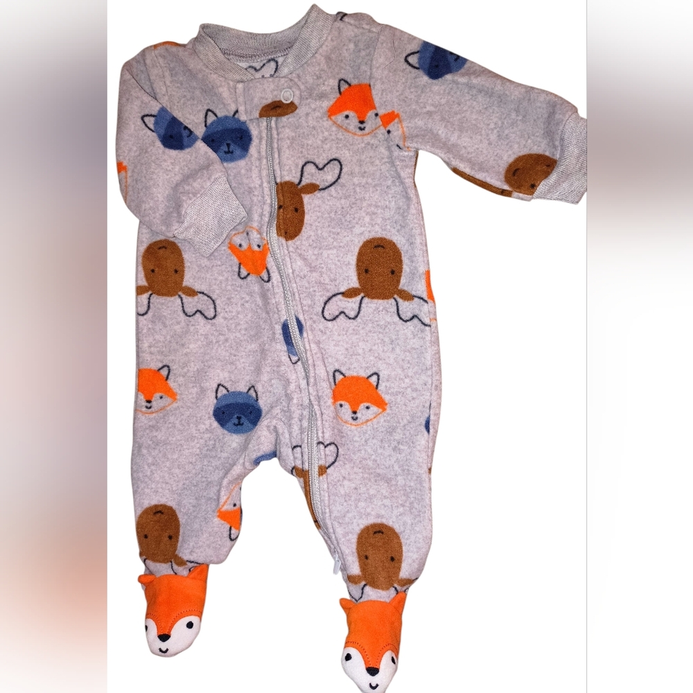 3/$8 Fox Footed Forest Animal Fleece